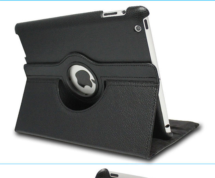 360 Degree Rotatable Flannel Twill Fine Protected Case for New iPad (iPad 3) / iPad 2 / iPad 4 / iPad, Black