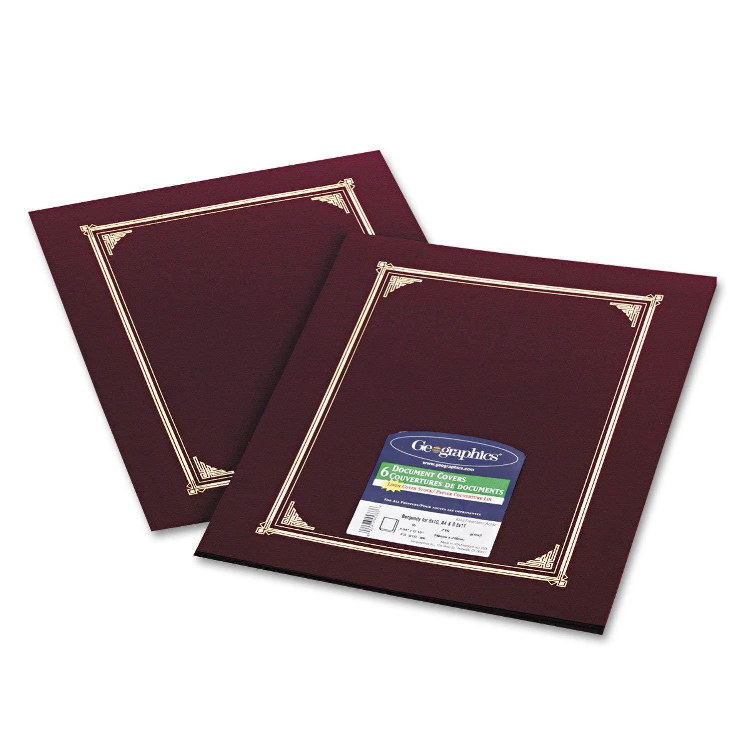 geographics Certificate/Document Cover, 12 1/2 x 9 3/4, Burgundy, 6/Pack