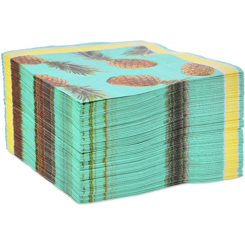 Sparkle and Bash 150 Pack Pineapple Fruit Disposable Paper Napkins 6.5" for Summer Party Decorations