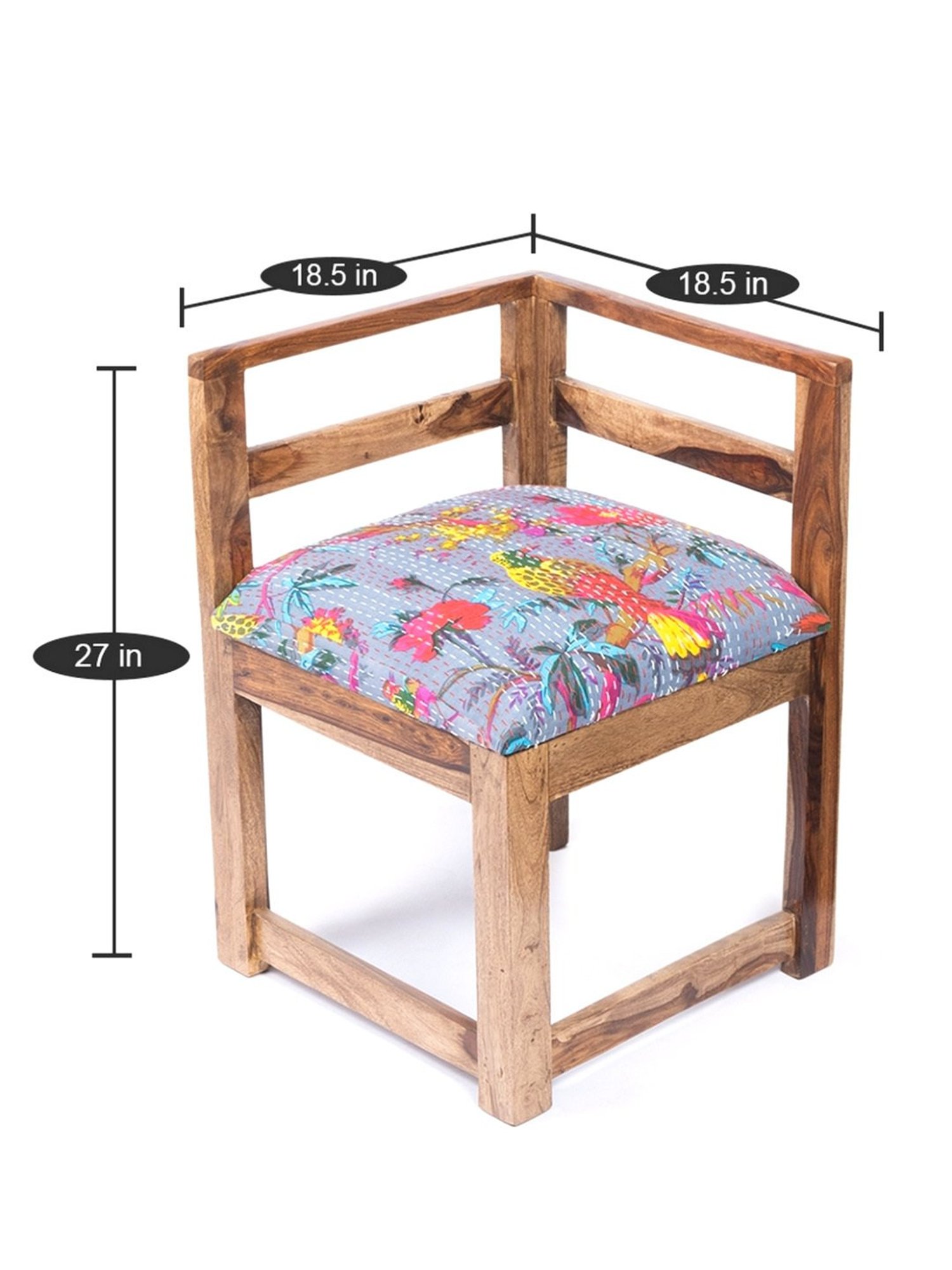 Ikiriya Kingston Printed Brown & Blue Wood 4 Seater Dining Table Set Teak Finish