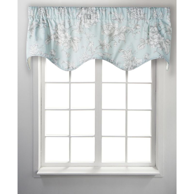 Ellis Curtain Hot Fashion Hip Hop Aquarius Lined Scallop Window Valance - 50 x 15, Blue