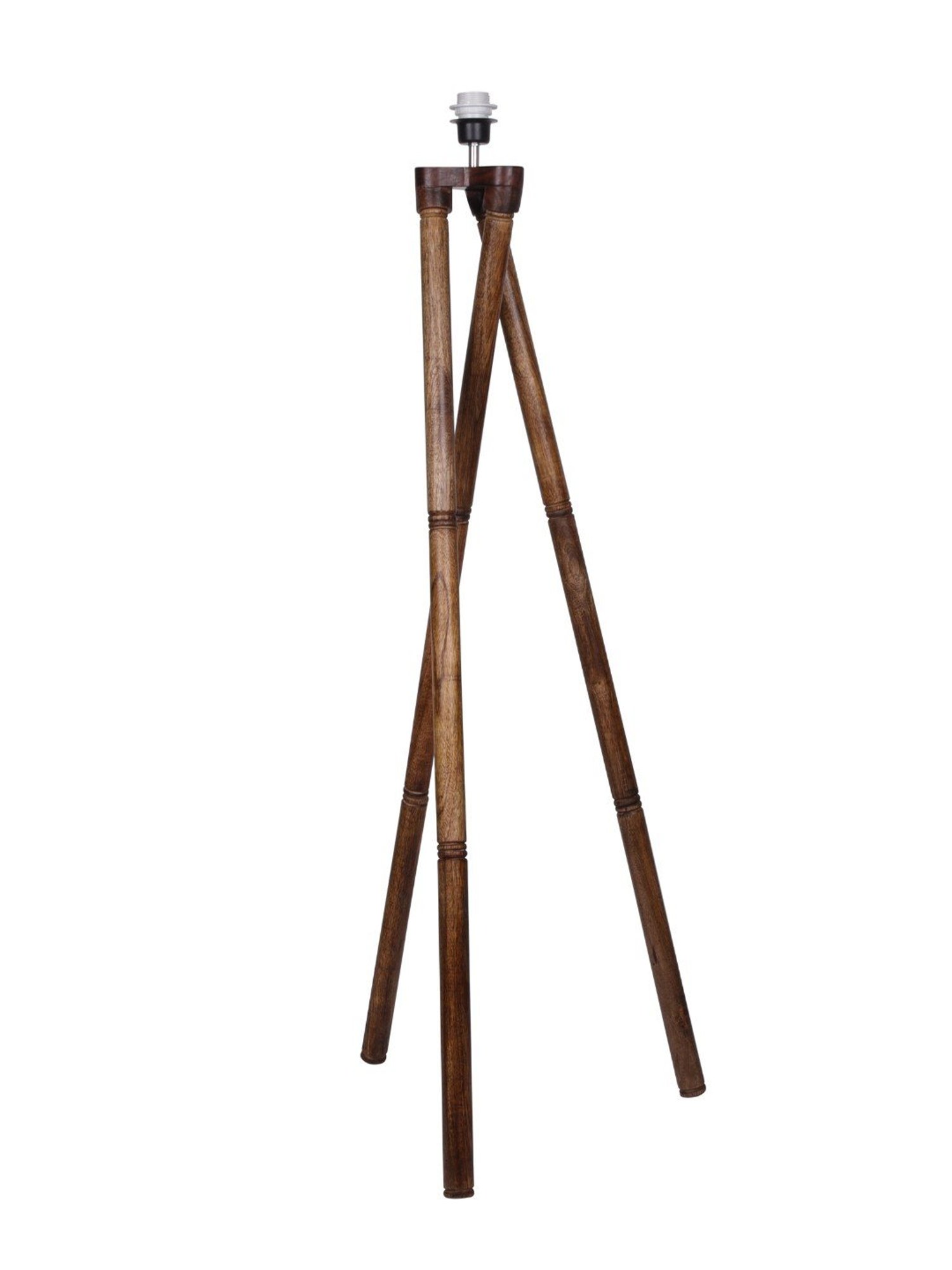 Homesake 'Tripod' Brown Wood Cross-Leg Floor Lamp With Shade & Bulb - Set of 1