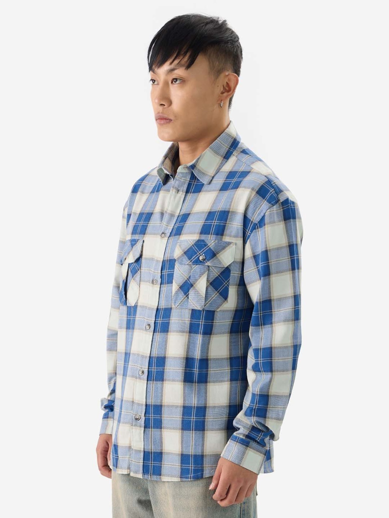 Kuons Avenue Cobalt Blue Slim Fit Denim Shirt