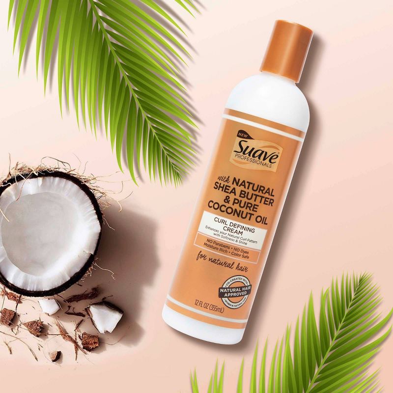 Suave Professionals for Natural Hair Curl Defining Cream for Wavy to Curly Hair Shea Butter and Coconut Oil - 12 fl oz