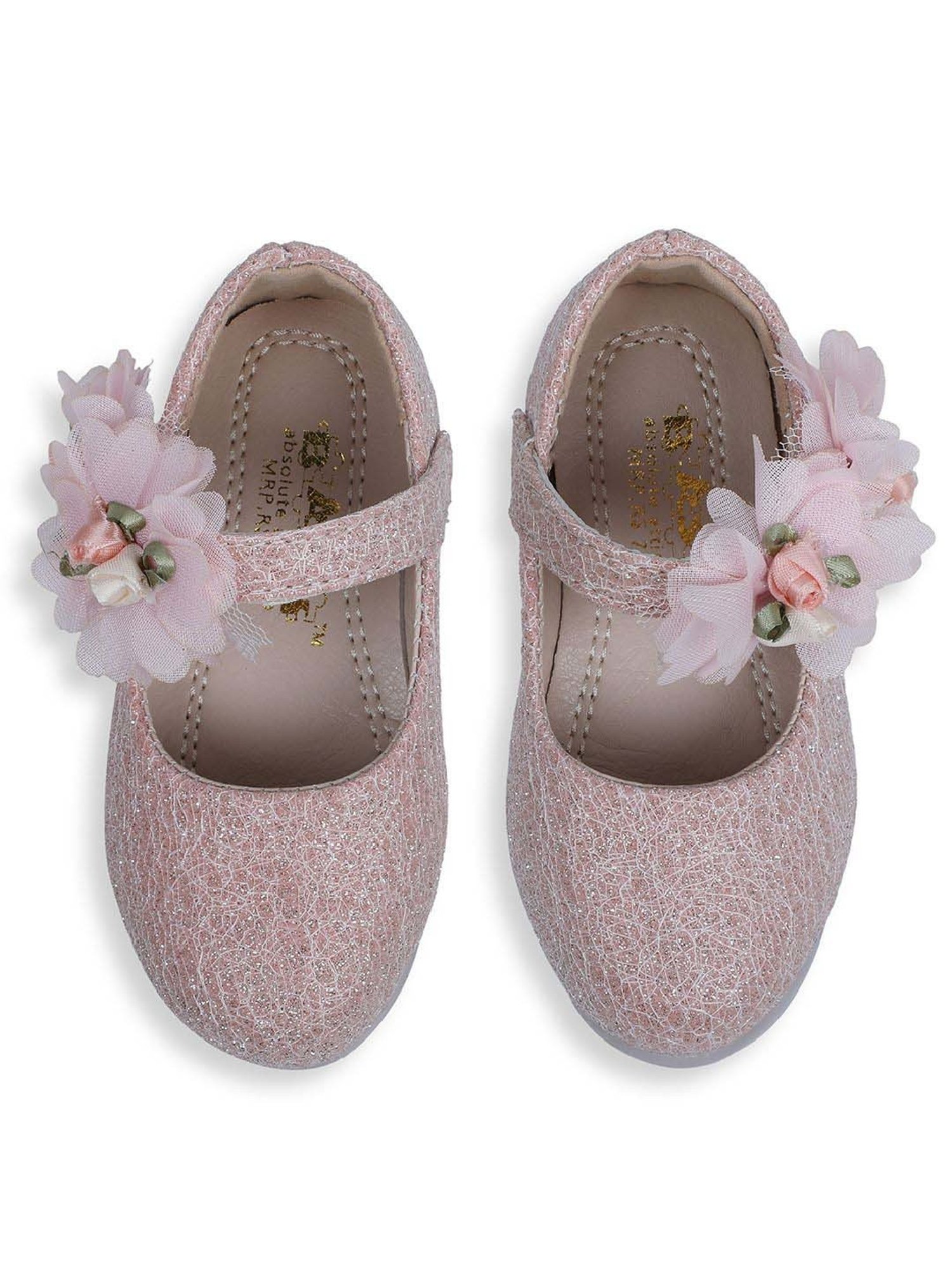 Baby Moo Kids Pink Bash Floral Shimmer Mary Jane Shoes