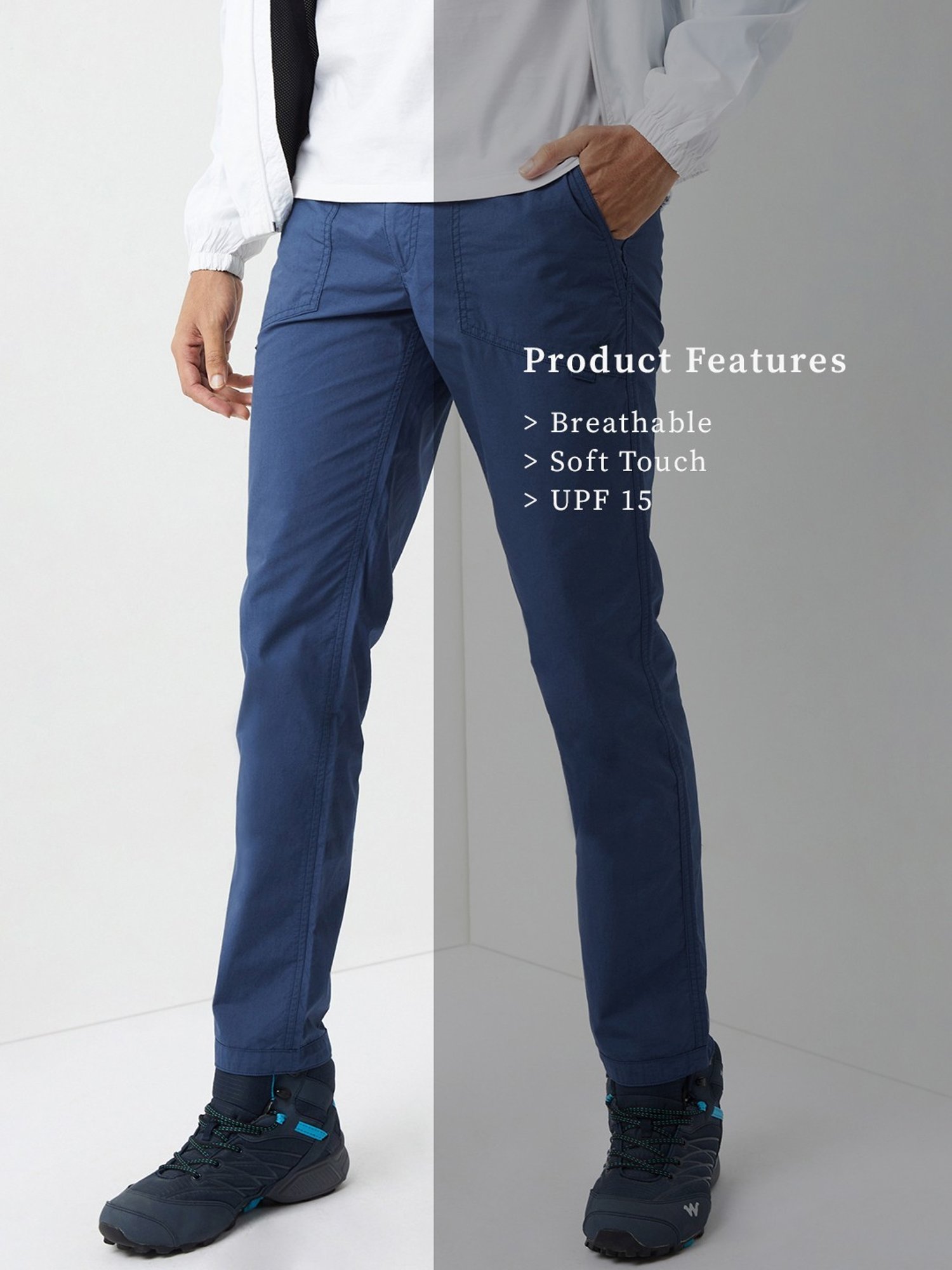 Wildcraft Dusty Blue Cotton Regular Fit Trackpants