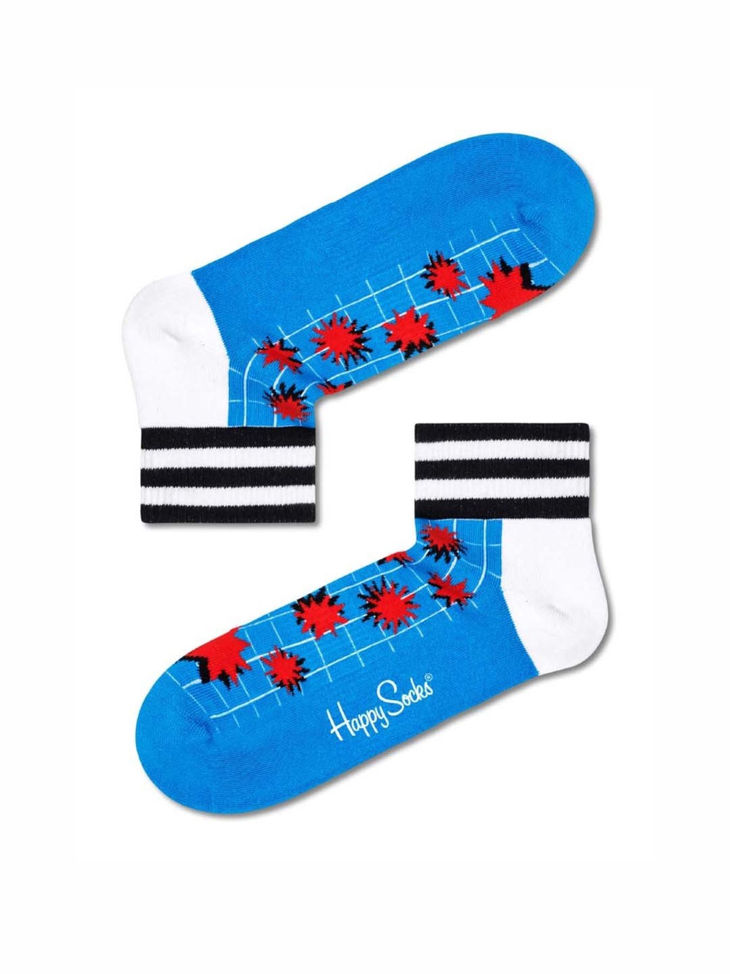 Happy Socks Explosion 1/4 Crew Blue Cotton Printed Socks (41-46)