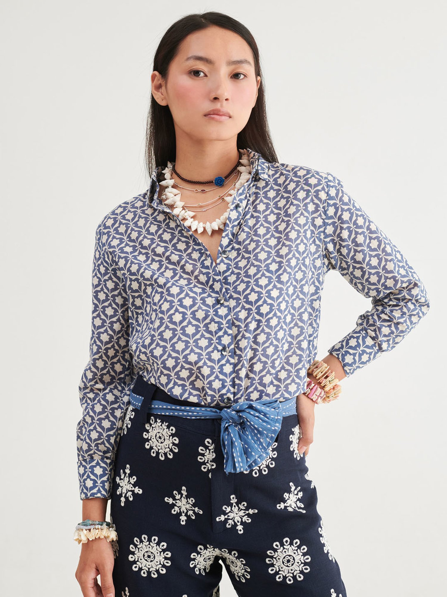 Prakriti Jaipur Indigo Star Shirt