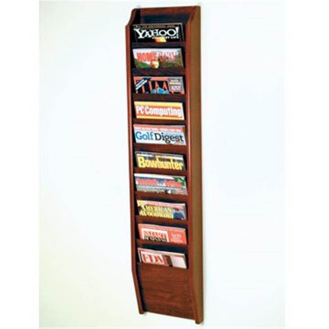Wooden Mallet Cascade 10 Pocket Magazine Holder Display Rack Mahogany