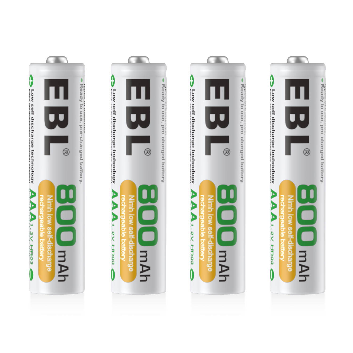 EBL 800mAh AAA Ni-MH Rechargeable Batteries High Capacity , Battery Case Included 8 Pack