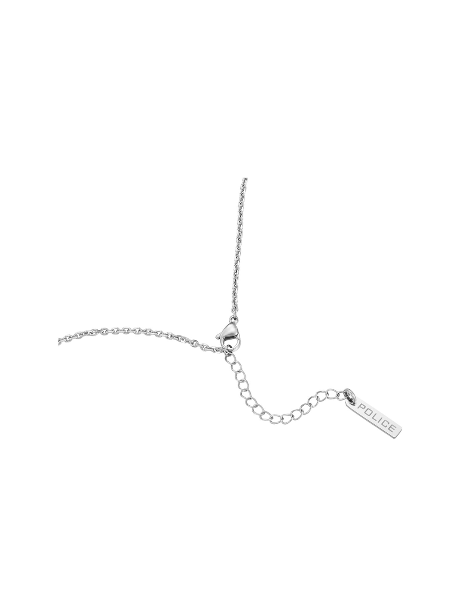 Police Revelry Wing Logo Tag Silver Necklace for Men