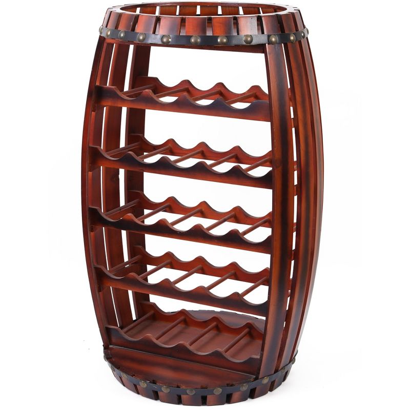 Vintiquewise Large Wooden Barrel Shaped 23 Bottle Wine Rack