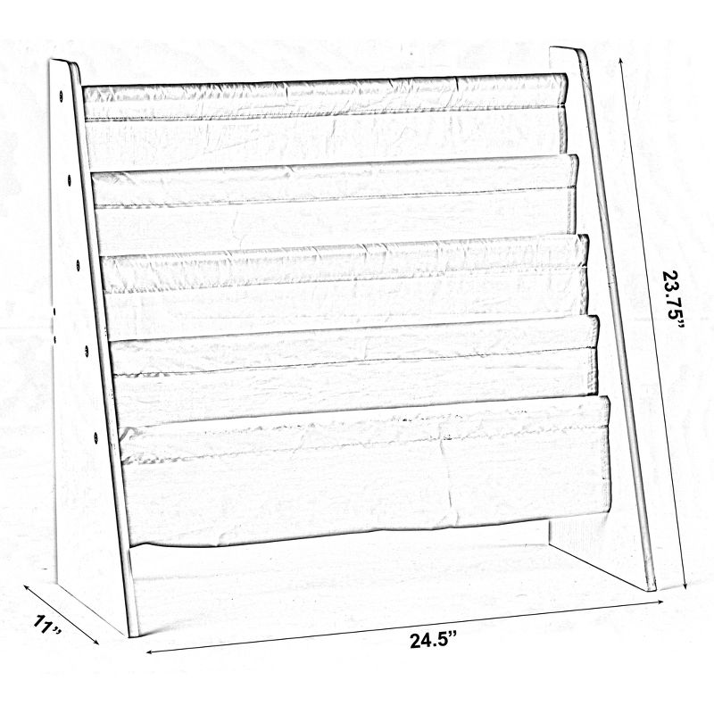 Basicwise 4 Tiered Colorful Lined Kids' Sling Magazine Book Rack