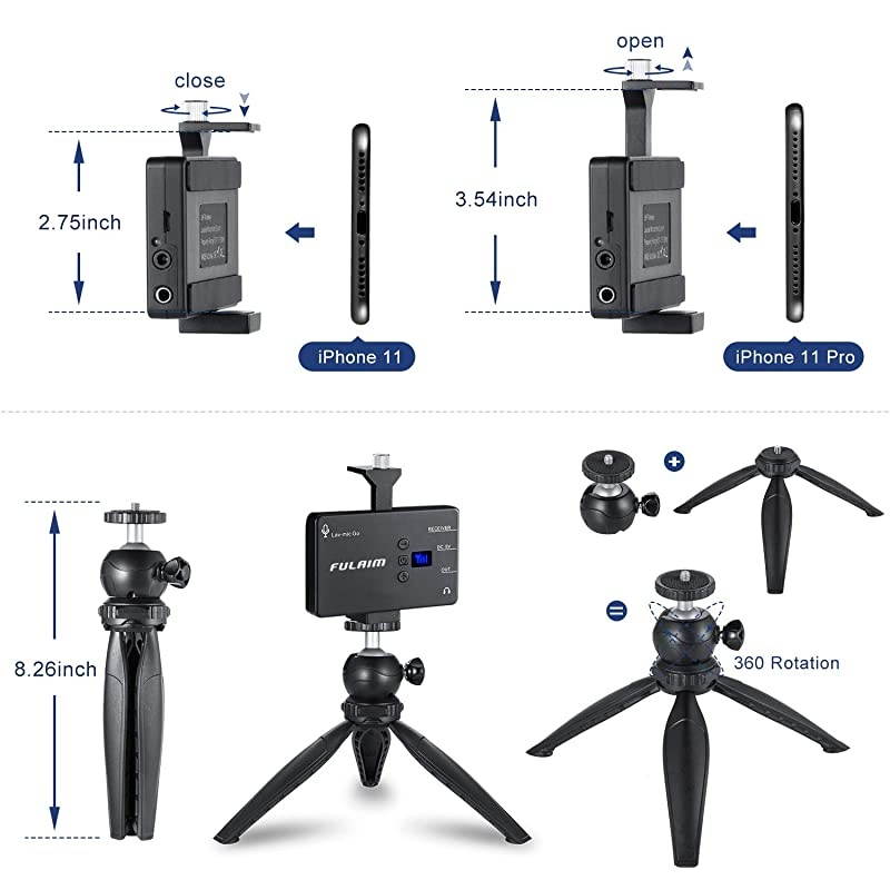 MX11 Wireless Lavalier Microphone System for iPhone DSLR Camera Android Cell Phones UHF 20Channel Wireless Lapel Microphone System for Professional Video Recording Interview and Vlog 1TX