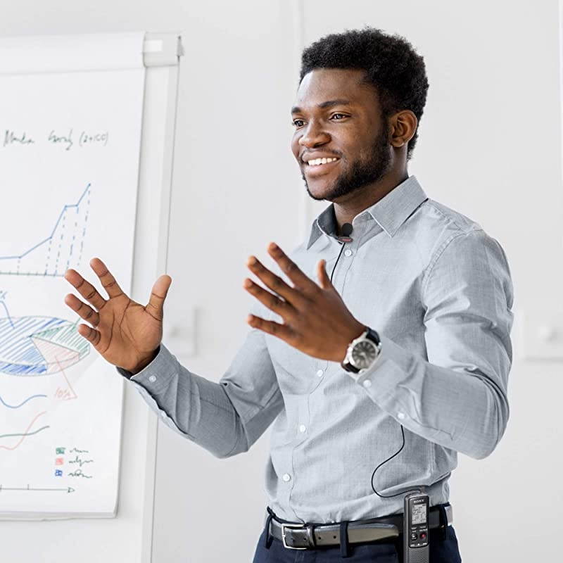 Sony Digital Voice Recorder ICDPX Series with Builtin Mic and USB 4GB Memory Noise Cut for NoiseFree Recordings Includes A  Lavalier Lapel Mic