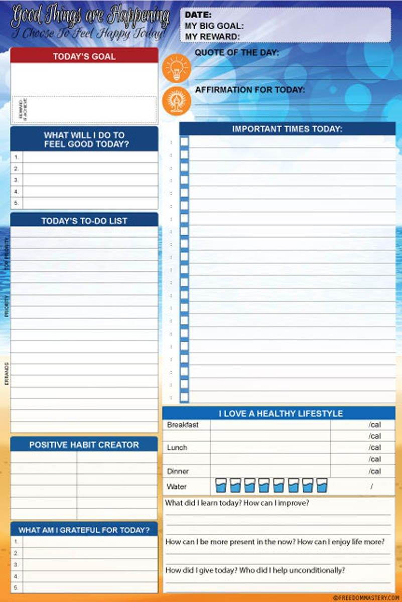 90 Day Planner - A Daily Planner That Is Designed To Increase Happiness, Productivity and Helps You To Achieve Your Goals. A All-in-One Planner Pad System (6" x 9" Blue Sea)