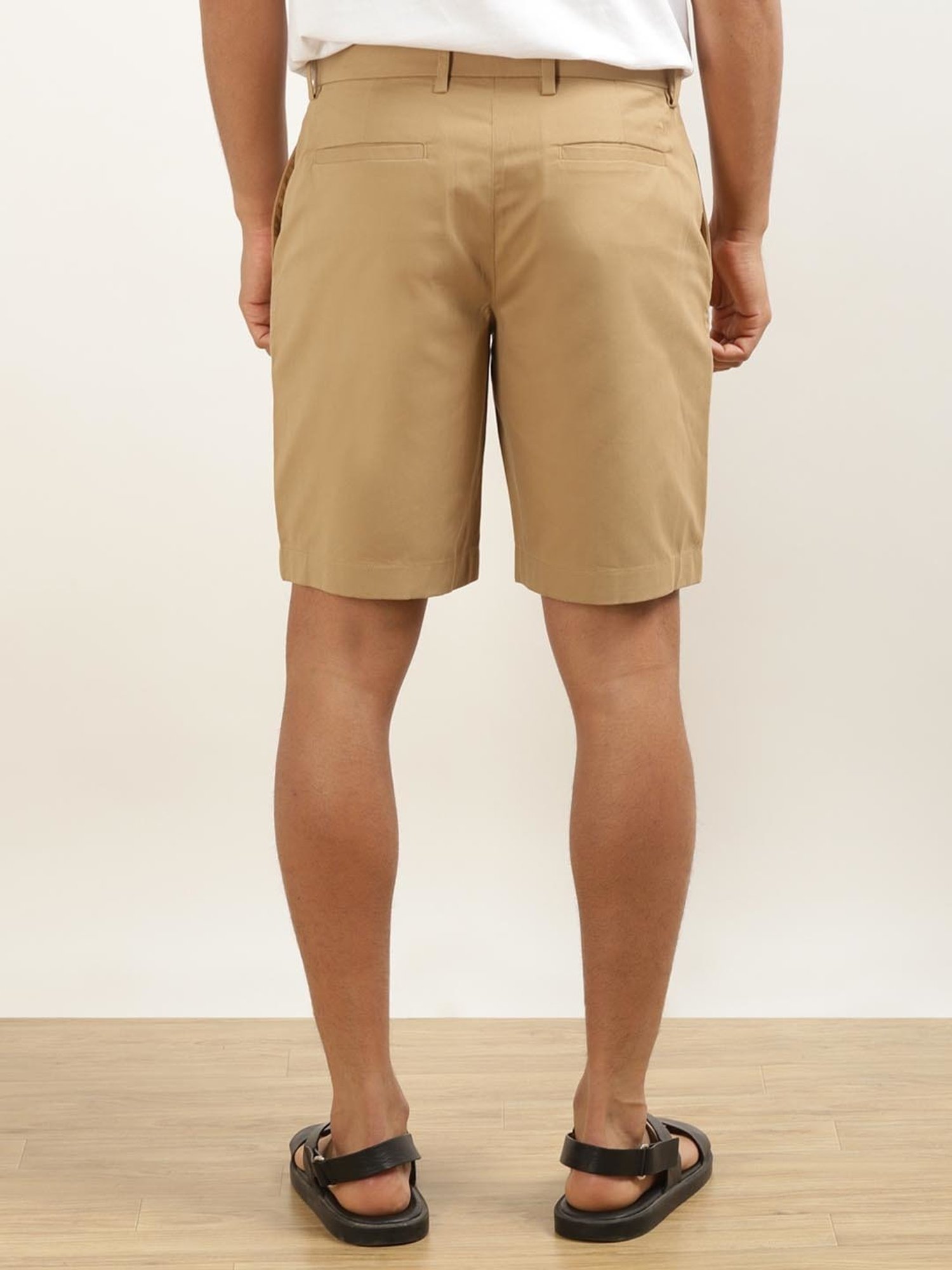 Andamen Khaki Cotton Regular Fit Shorts