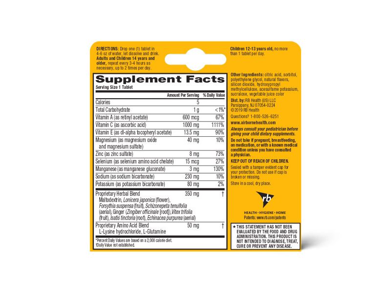 Airborne Immune Support Supplement Effervescent Tablets - Pink Grapefruit - 10ct