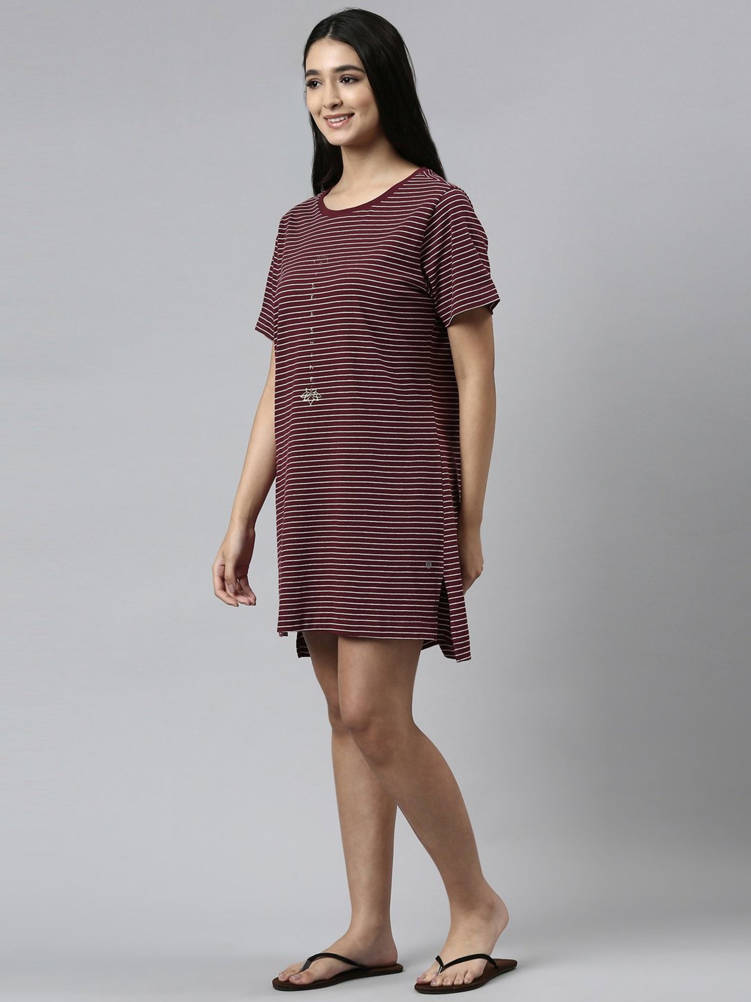 Enamor Red Striped Sleep Tee