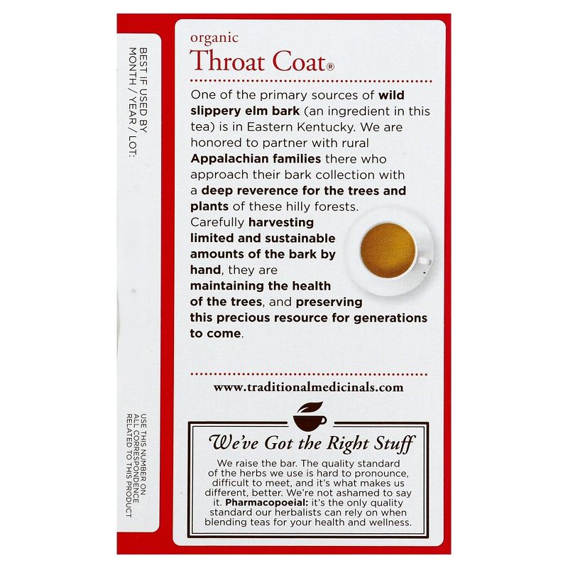 Traditional Medicinals Organic Throat Coat Herbal Dietary Supplement Herbal Tea - 16ct