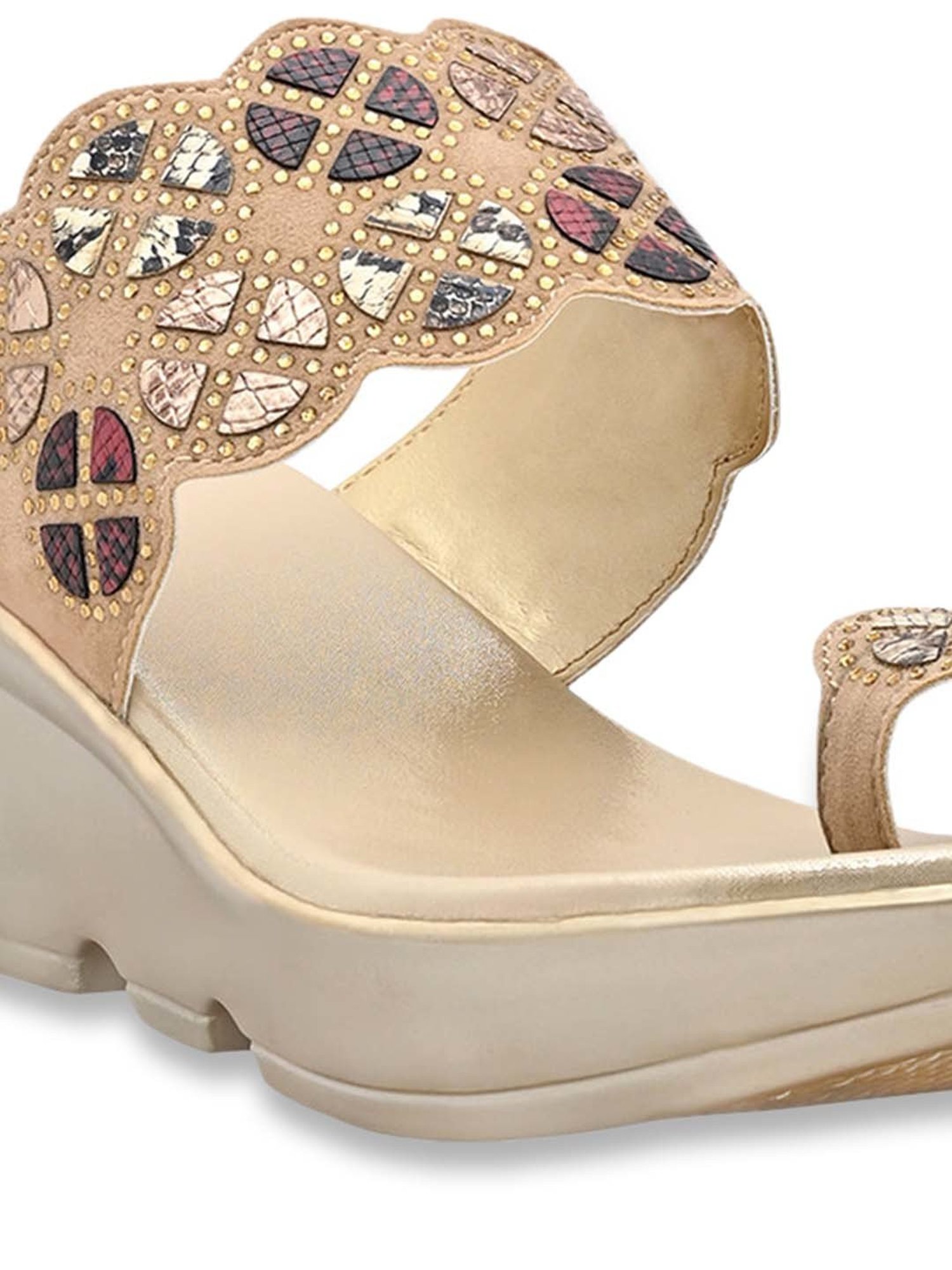 Jove Women's Golden Toe Ring Wedges