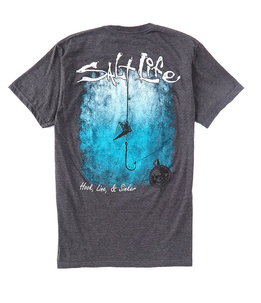 Salt Life Hook Line And Sinker Fade Short-Sleeve Pocket Tee