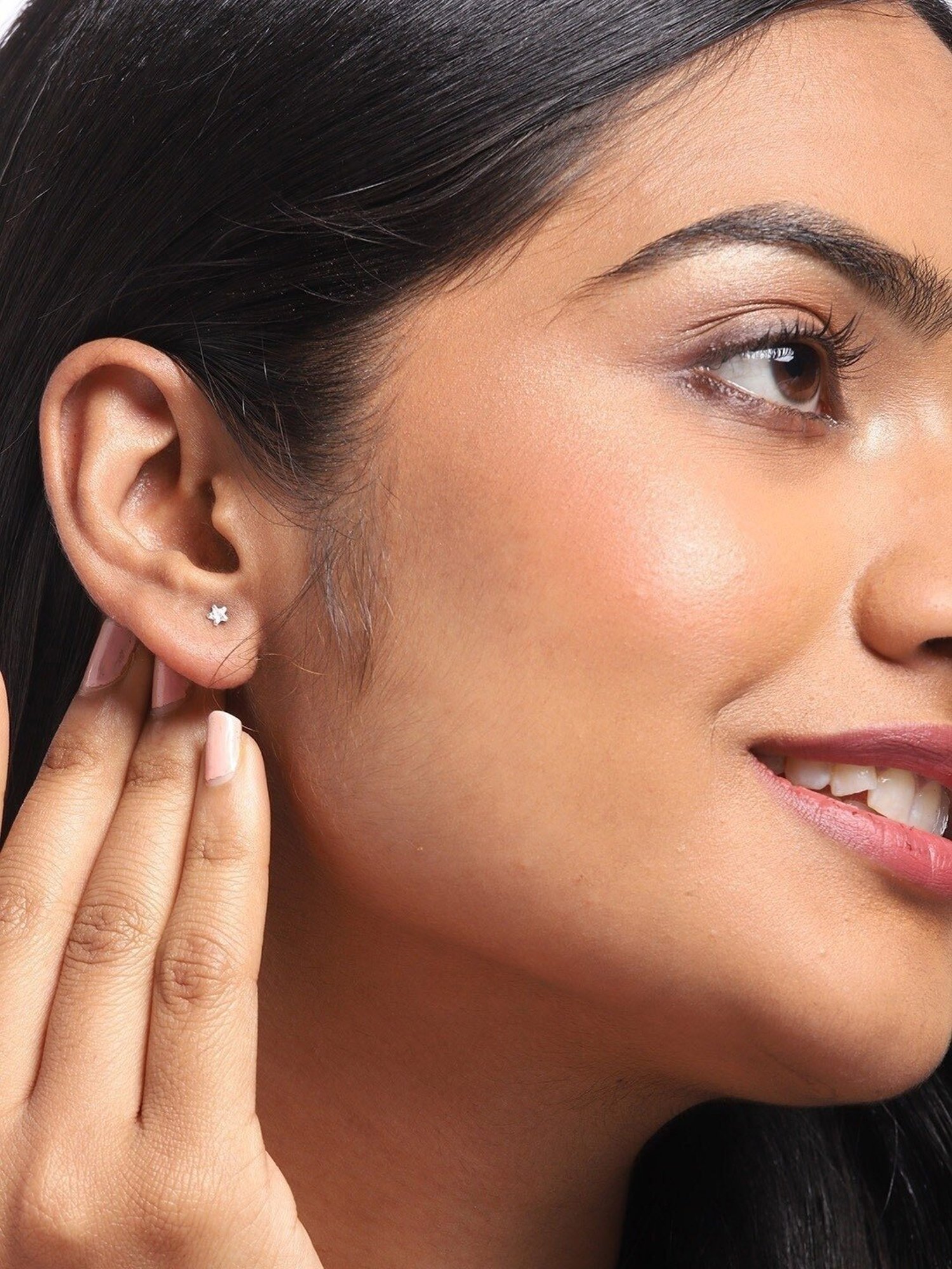 Zavya 92.5 Sterling Silver Starry Heartbeat Stud Earrings for Women - Set of 2