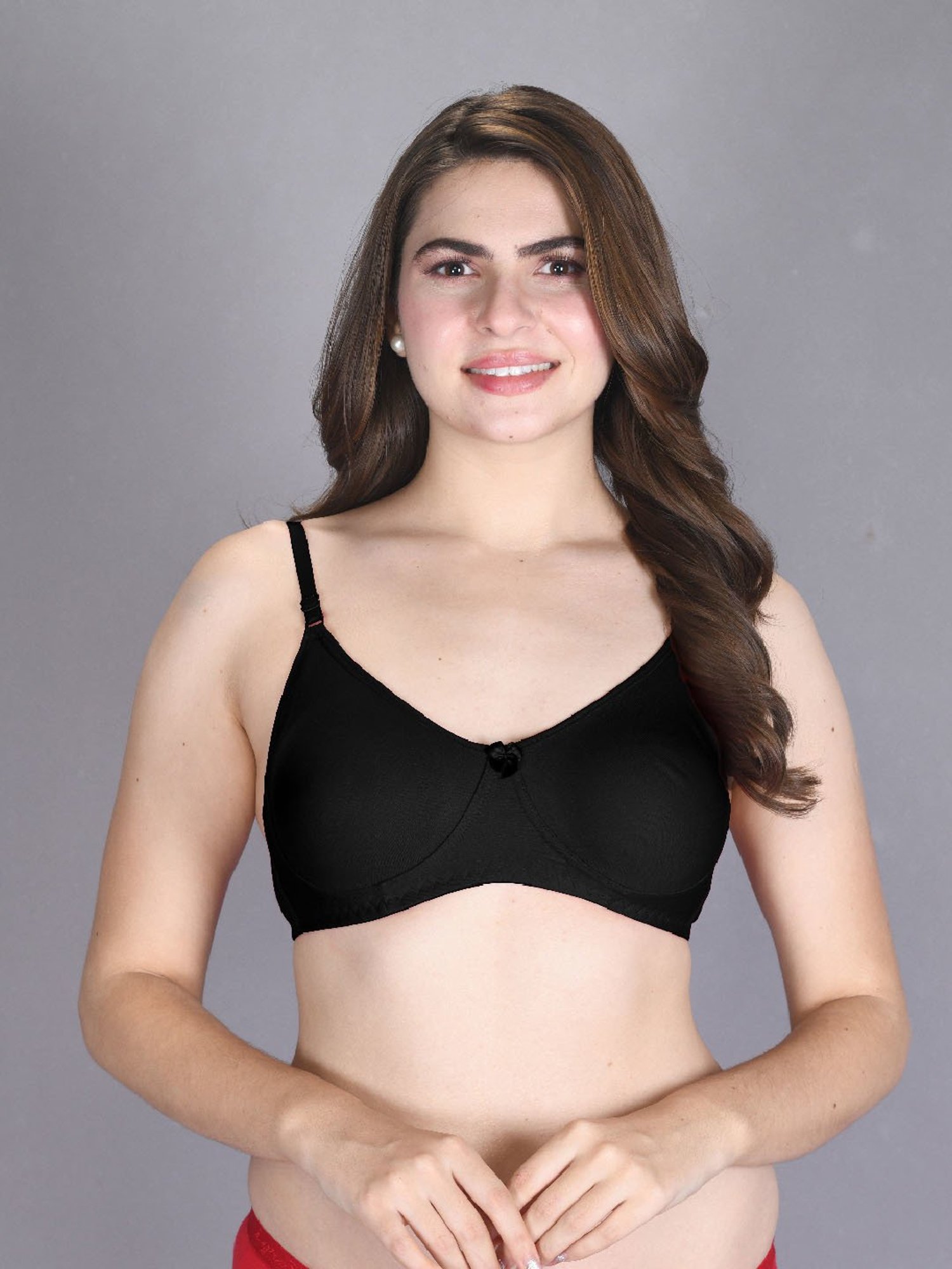 Lux Venus Black Full Coverage Non-Wired T-Shirt Bra With Adjustable Strap