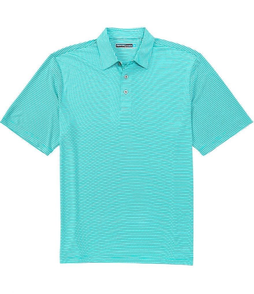 Roundtree & Yorke Performance Short-Sleeve Mini-Striped Polo