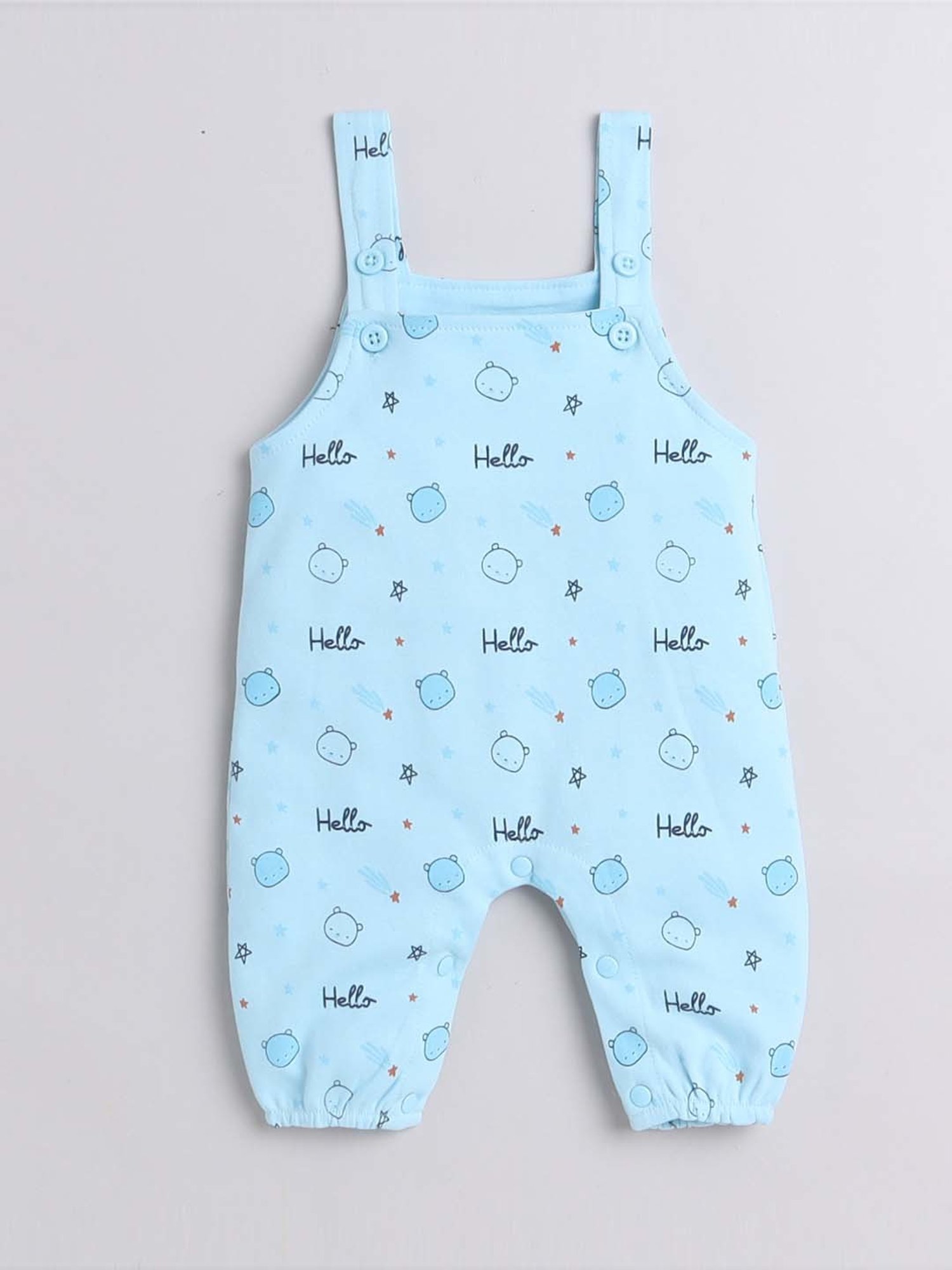 Bumzee Kids Sky Blue & White Cotton Printed Full Sleeves T-Shirt Set