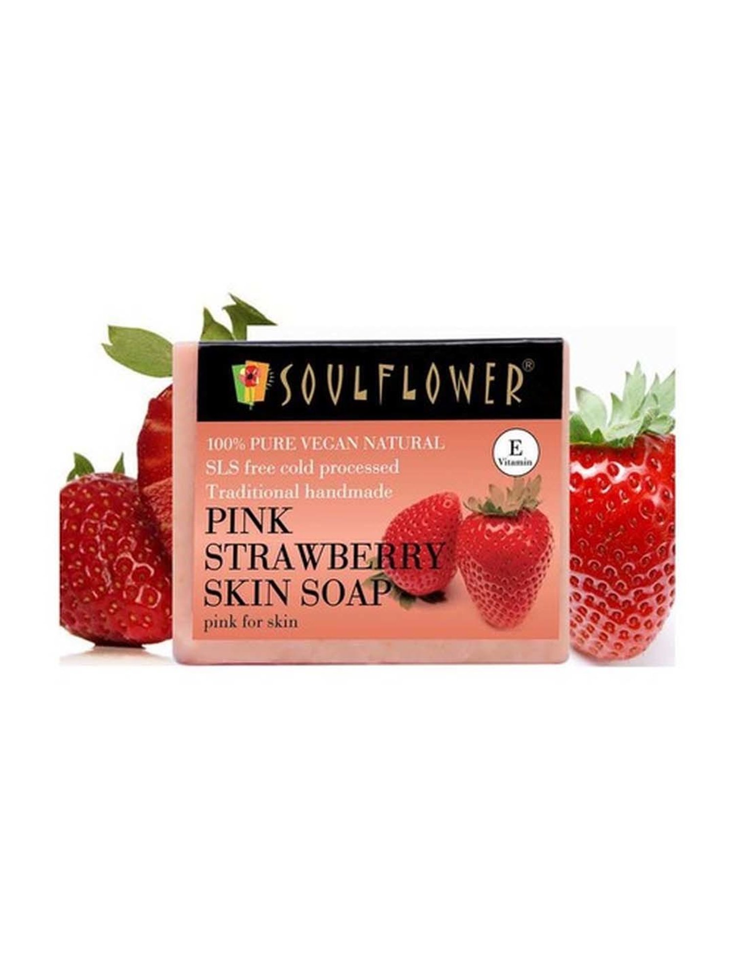 Soulflower Pink Strawberry Skin Soap - 150 gm