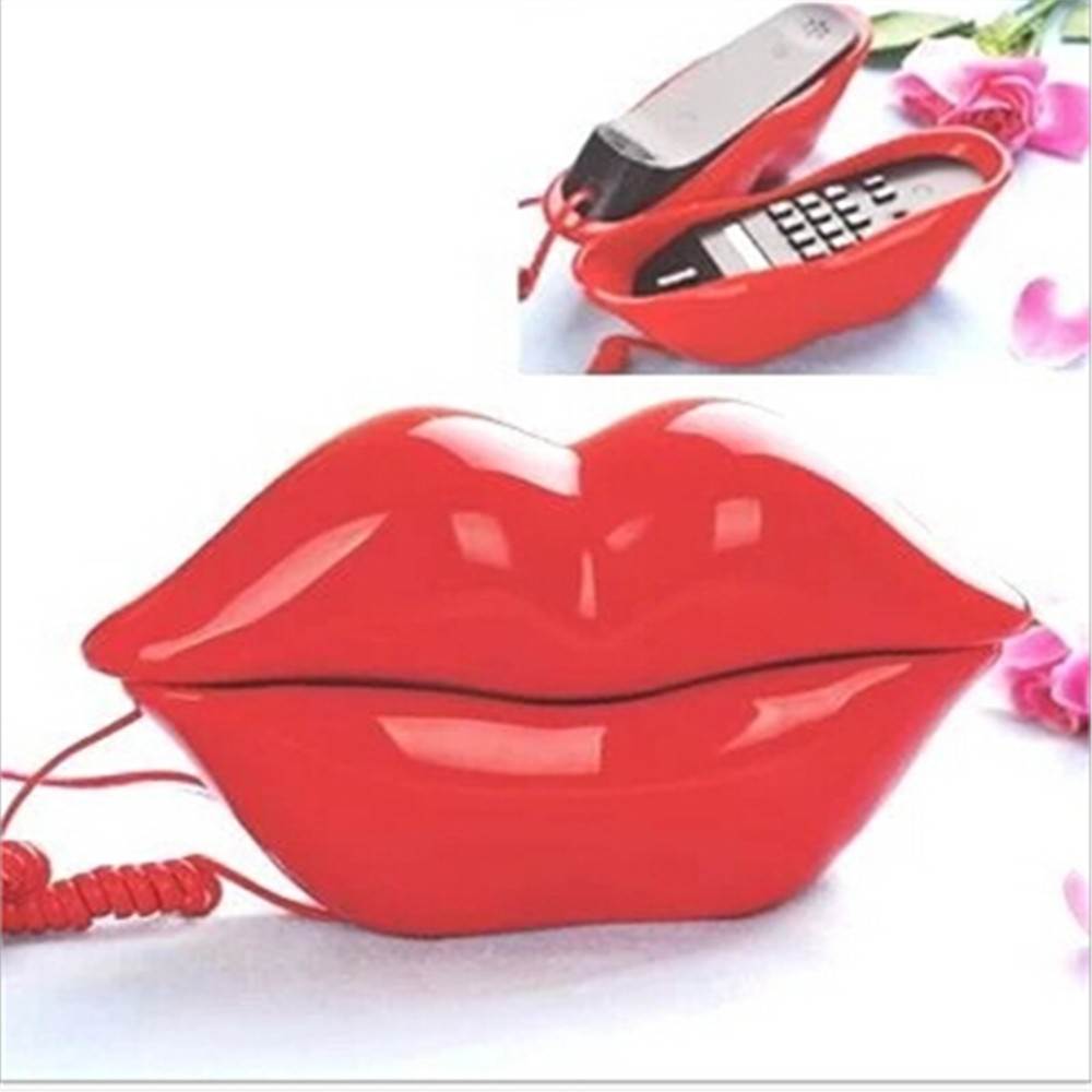 Novelty Red Lips Kiss Retro Sexy Corded Kitsch Telephone Home Phone Decoration Great Gift
