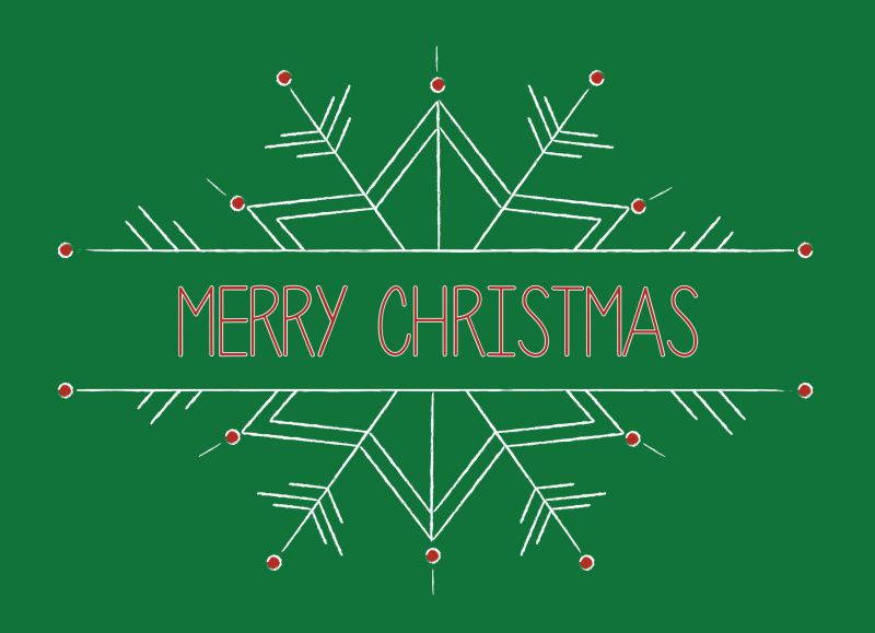 Christmas Greeting Cards - H1602. Greeting Cards Featuring a Merry Christmas within a Snowflake in Christmas Colors. Box Set Has 25 Greeting Cards and 26 White with Red Foil Lined Envelopes.