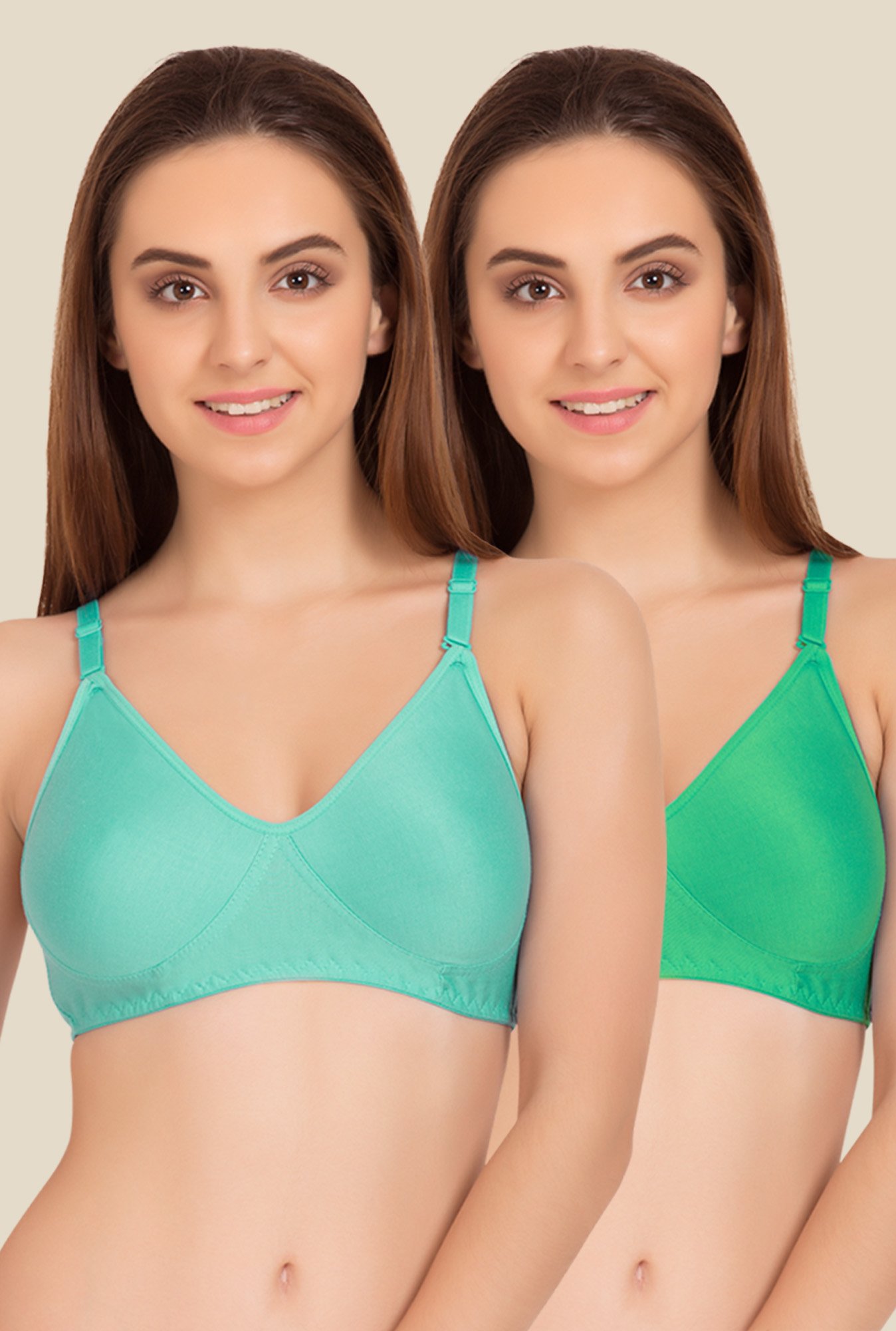 Tweens Turquoise & Green Non Padded Bra (Pack Of 2)