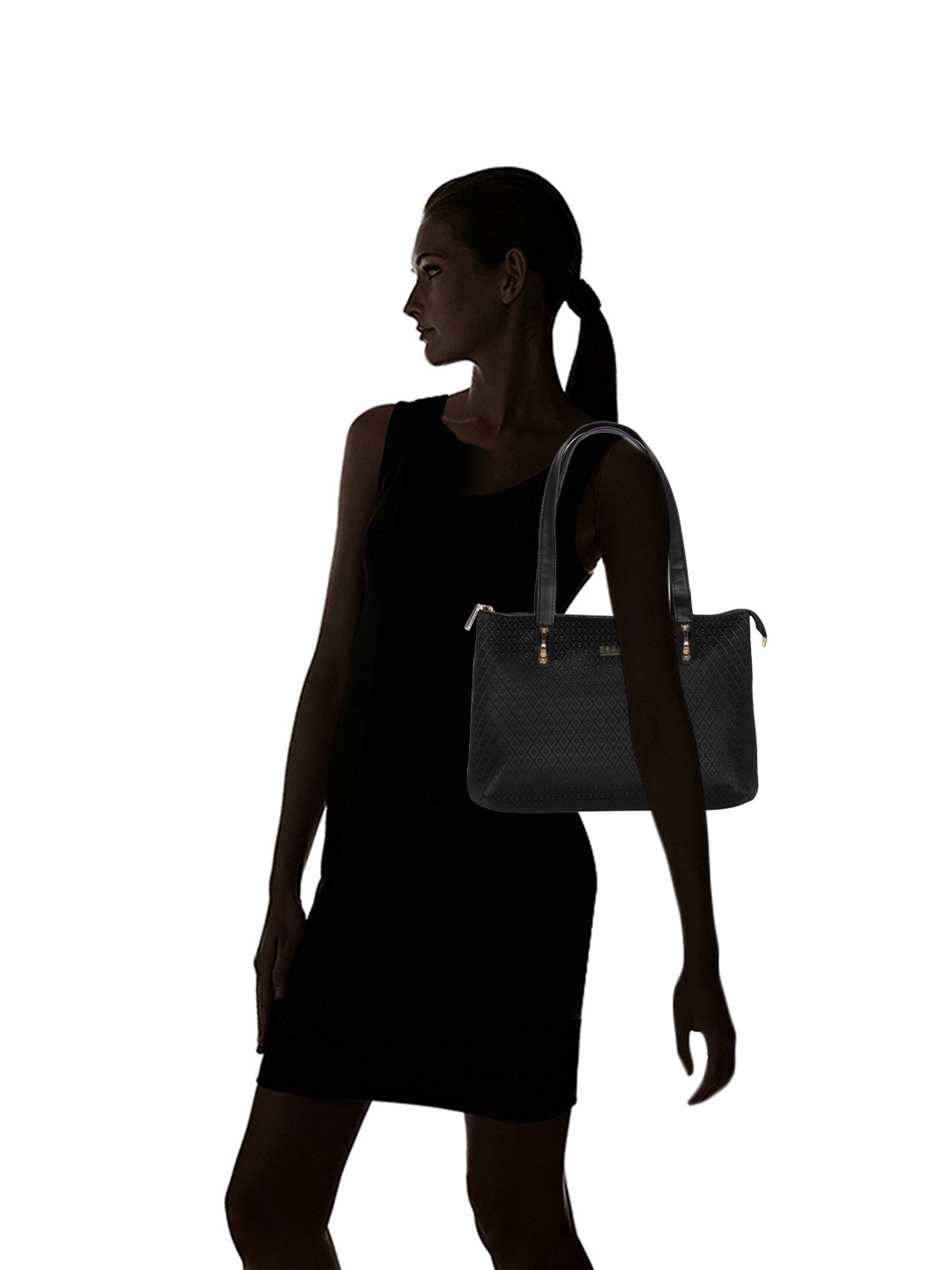 Esbeda Black Textured Medium Shoulder Handbag