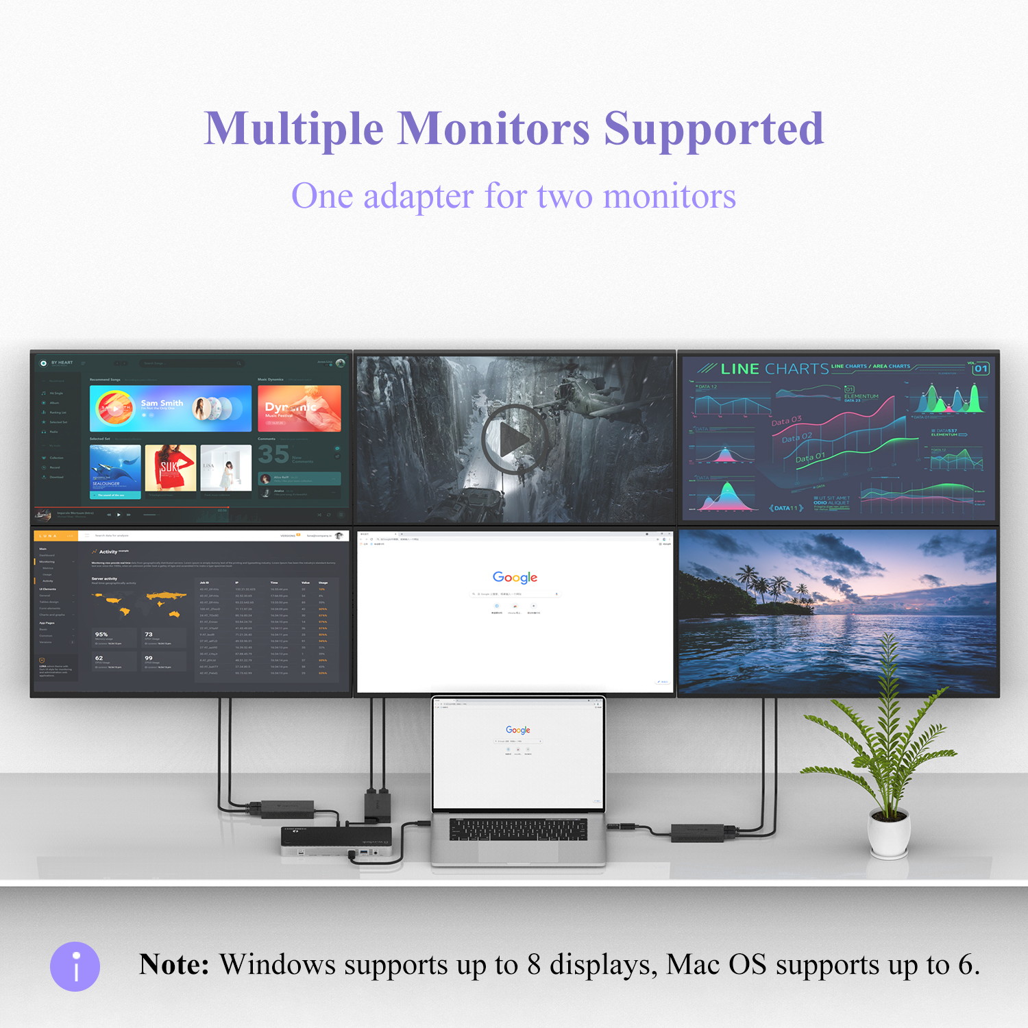 Wavlink USB-C to Dual 4k HDMI MST Adapter Splitter, Thunderbolt 3 Compatible, USB Type C to HDMI Multi Monitor Converter for Macbook, Macbook Pro, Macbook Air,iPad Pro ect (DP Alternate Mode Required)