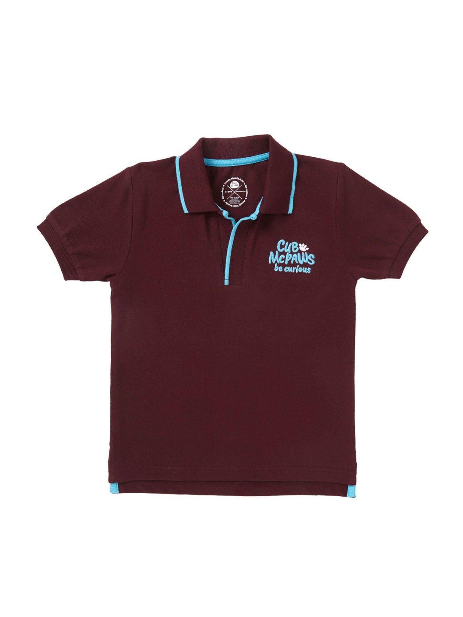 Cub McPaws Boys Burgundy Solid Polo