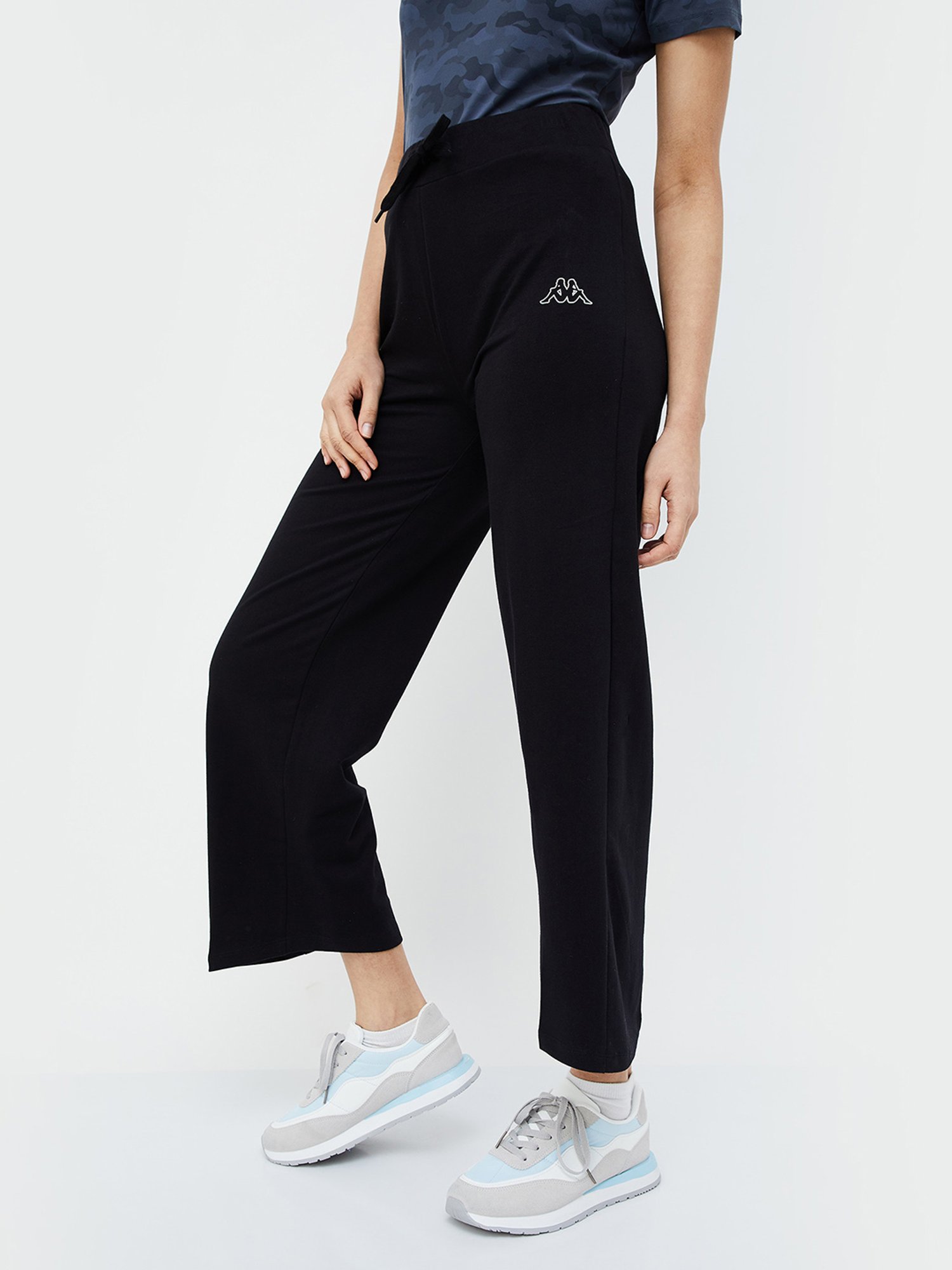 KAPPA Black Cotton Relaxed Fit Mid Rise Trousers