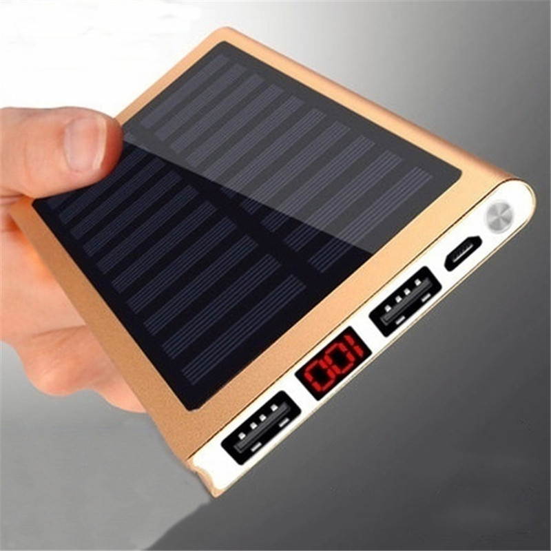 The Lastest Ultra Thin 9mm Solar Power Bank 500000 Mah Ultra High Capacity External Solar Charger Powerbank for All Mobile Phone for Outdoors/camping/explore