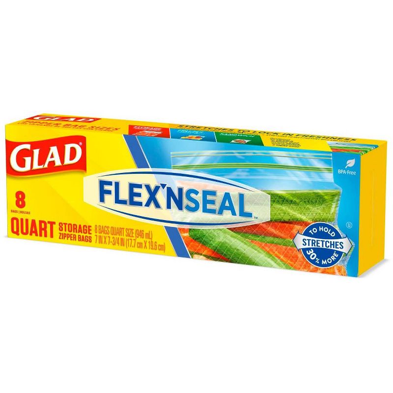 Glad Flex'N Seal Quart Travel Bags - 8ct