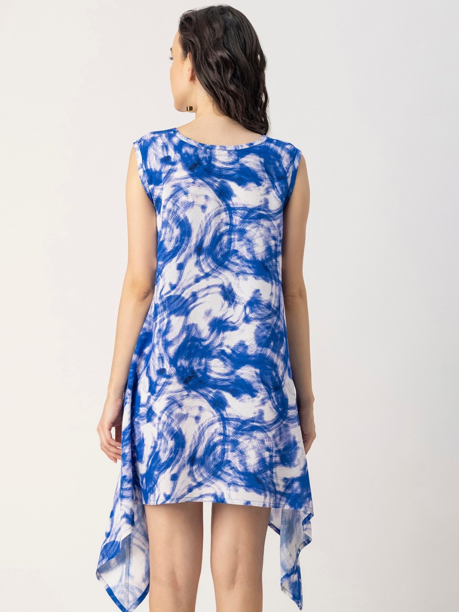 Moomaya White & Blue Printed Top