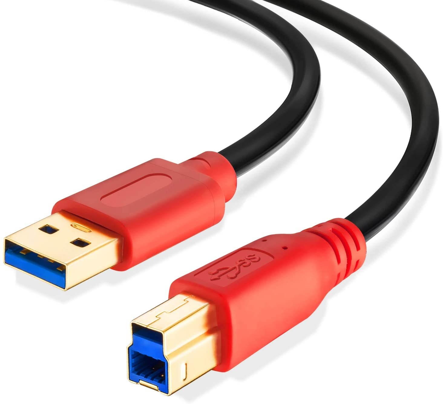 USB 3.0 Cable A Male to B Male 12FtTan QY Type A to B Male Compatible with Hard Disk DrivePrintersScannerUSB HubMonitor and More (12Ft)