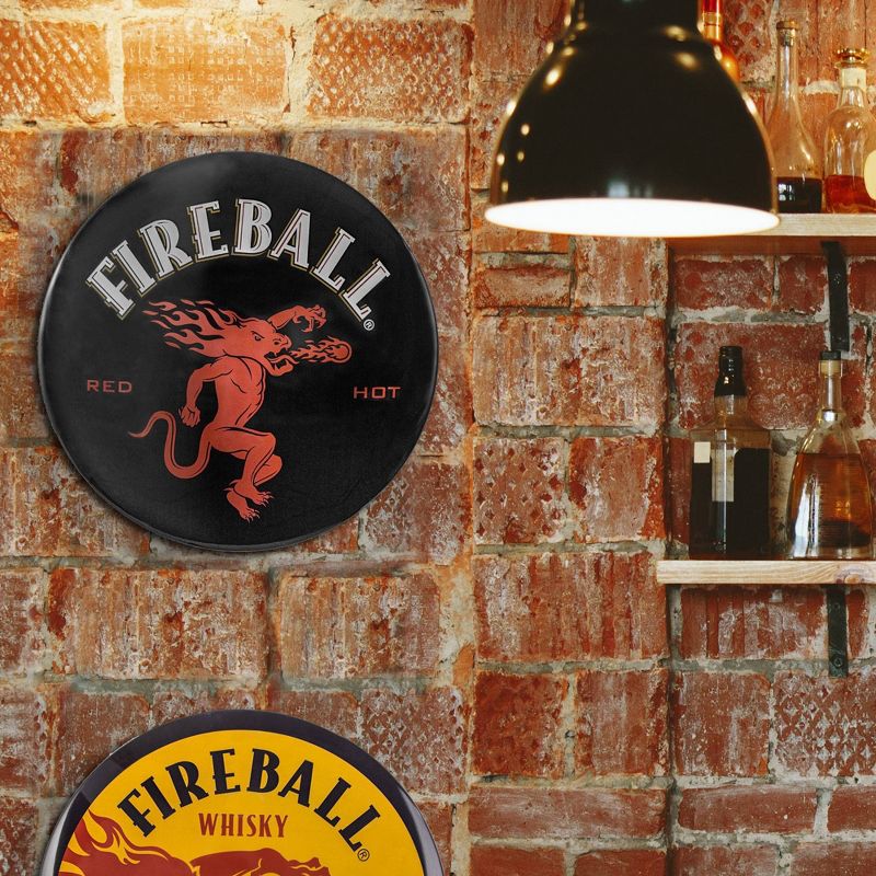 Fireball Red Hot Dome Metal Sign Black/Red - Crystal Art Gallery