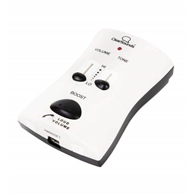 clearsounds wil95 portable telephone amplifier with volume control and modular connector phone compatibility  white