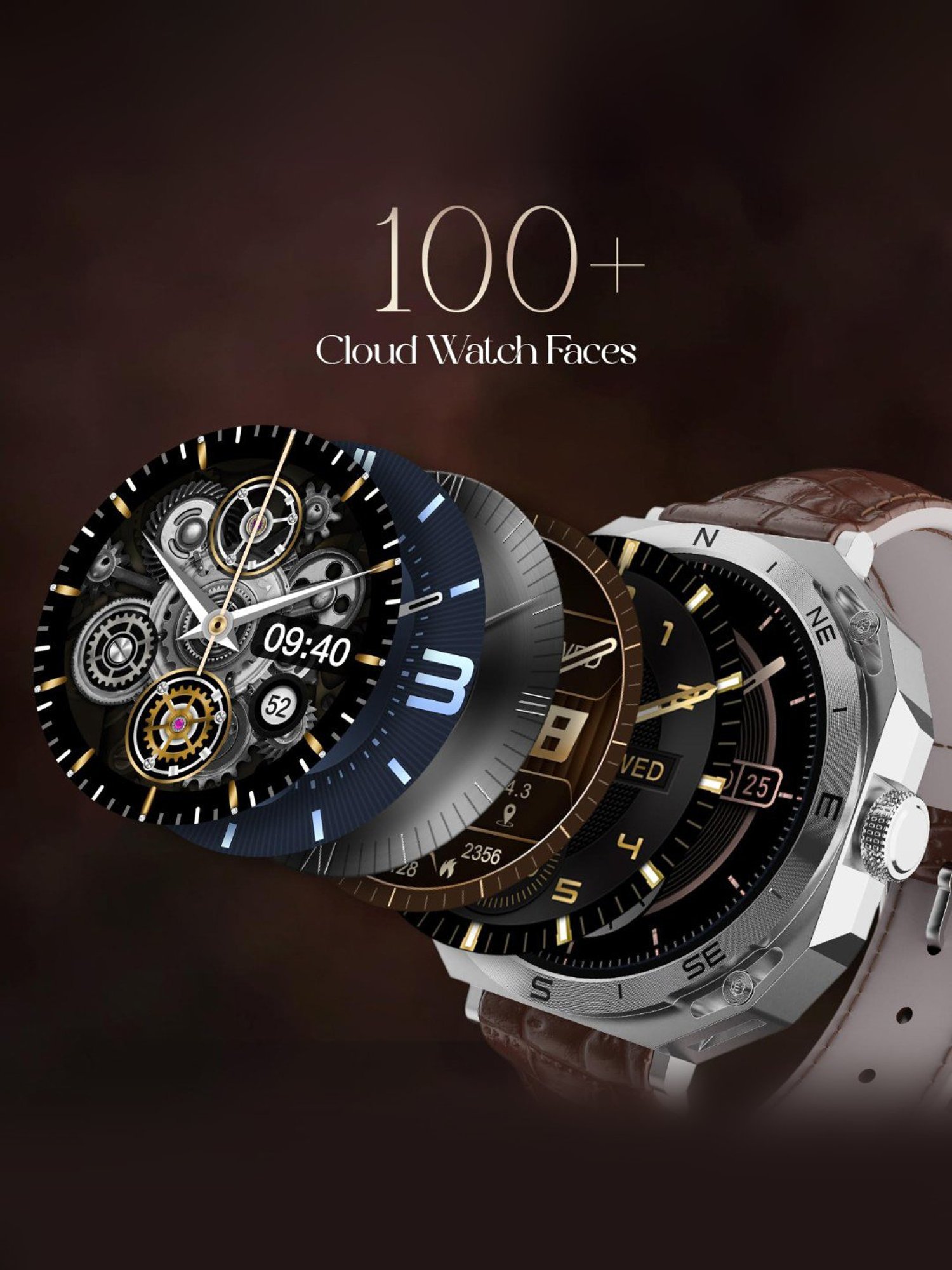 Boat Enigma Z20 Smartwatch with 1.51 inch HD Display & Voice Assistant (Brown leather)