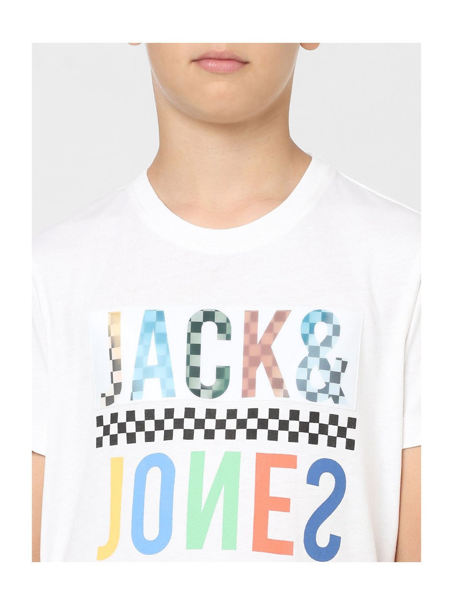 Jack & Jones Junior Boys White Printed T-Shirt