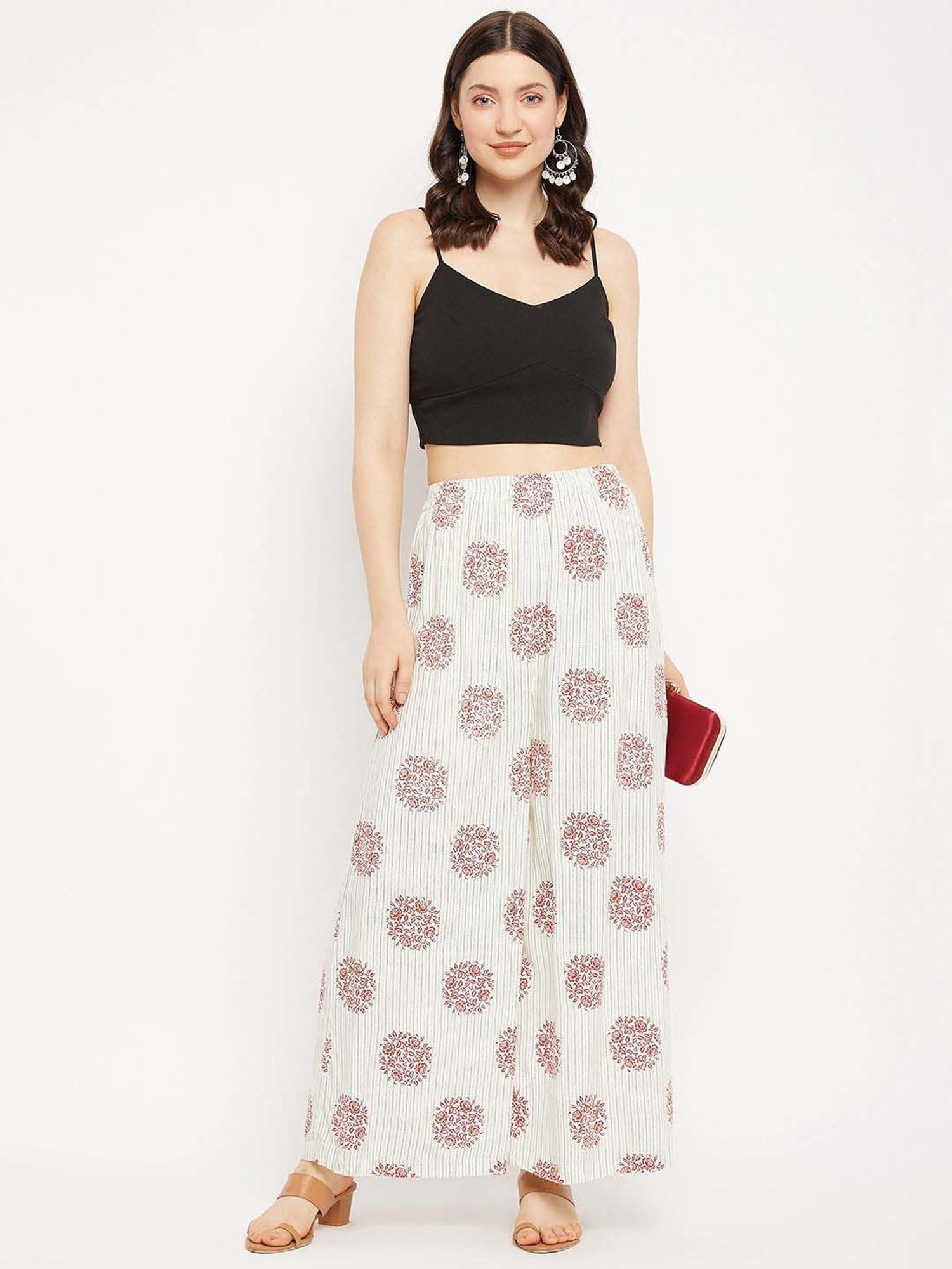 Castle Off-White Printed Palazzos