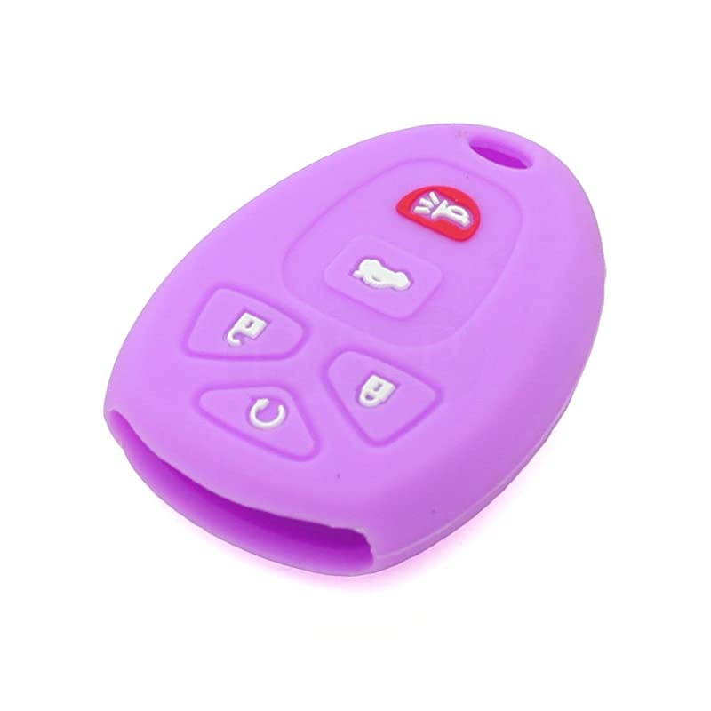 Silicone Cover Protector Case Skin Jacket fit for BUICK GMC CHEVROLET CADILLAC PONTIAC SATURN 5 Button Remote Key Fob CV4606 Purple