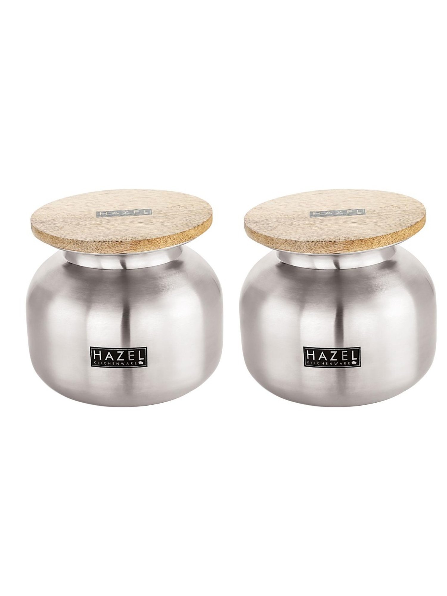 HAZEL Silver Stainless Steel Container with Lid - Set of 2