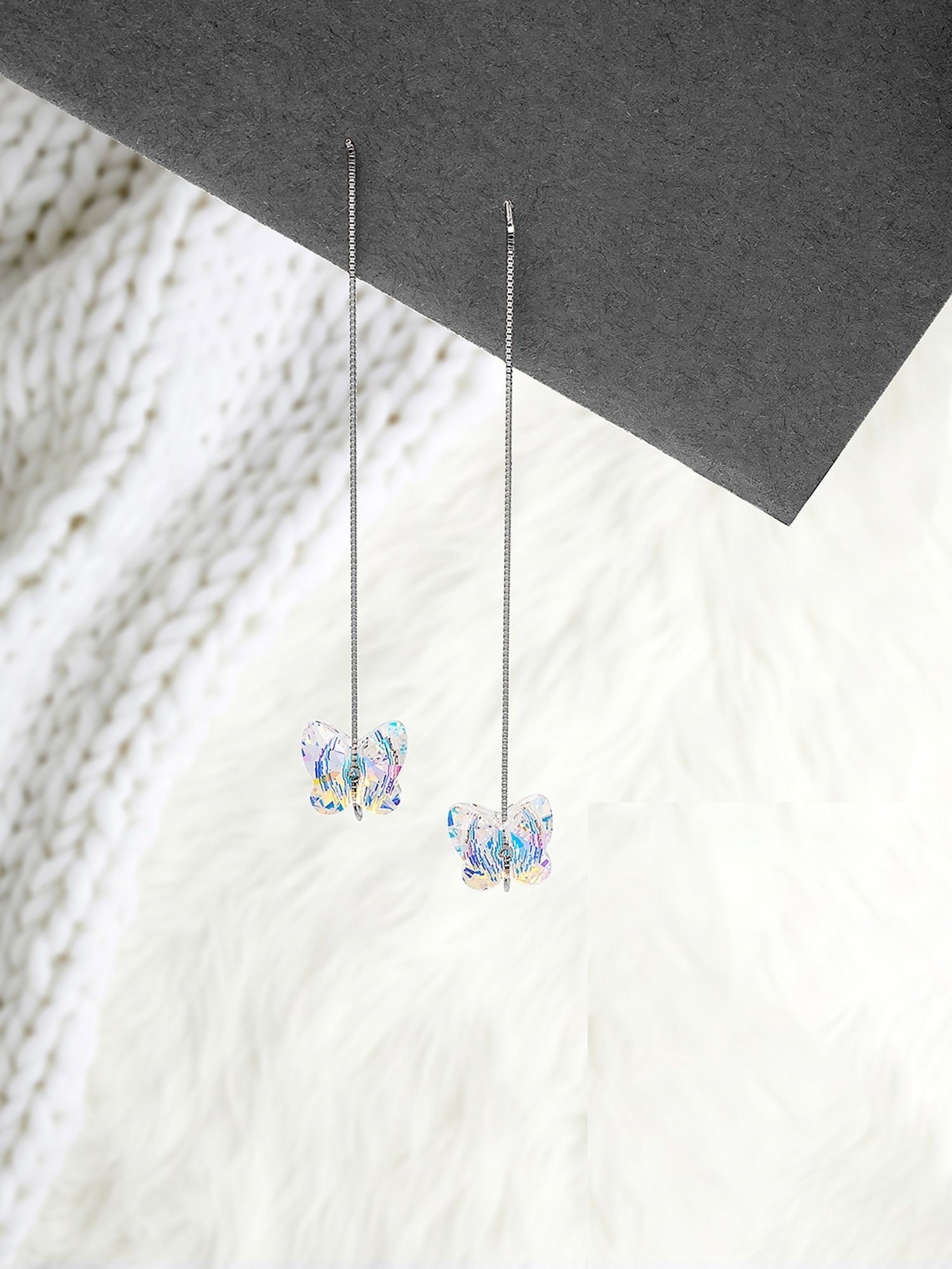 Silberry 92.5 Sterling Silver Butterfly Slay Swarovski Earrings for Women